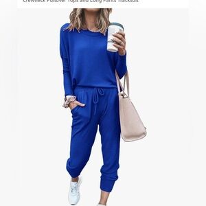 PRETTYGARDEN Women's 2024 Fall Two Piece Outfit Long Sleeve, Size Small, Blue